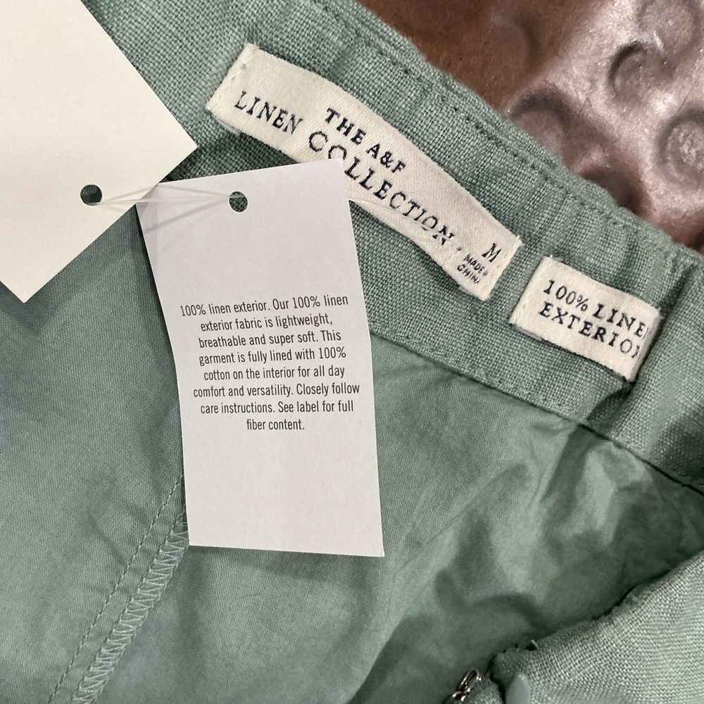 Abercrombie & Fitch Linen Skort, Medium, Green, Scalloped Hem, NWT - Picture 4 of 9